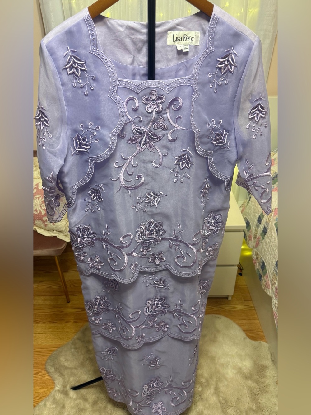 Lavender Embroidered Women's Dress wedding mother of bride